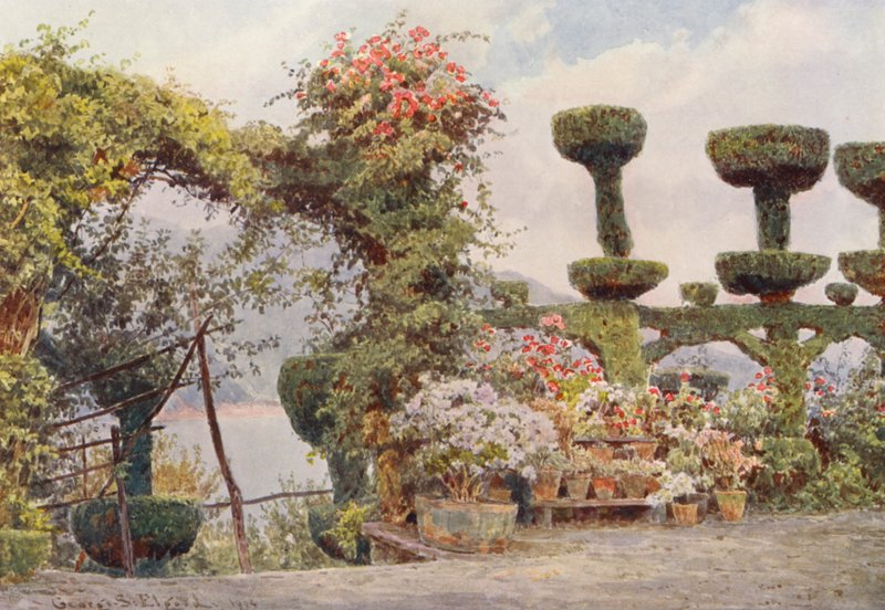 Italiaanse Tuinen: La Badia, Voorhof van het Klooster door George Samuel Elgood