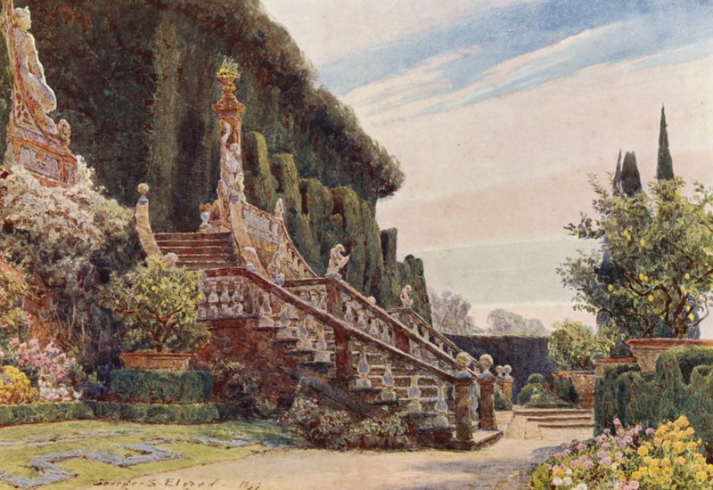 Italiaanse tuinen: De grote trap, Villa Garzoni door George Samuel Elgood