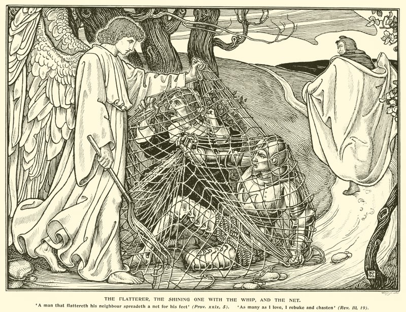 De vleier, de stralende met de zweep, en het net (gravure) door George Woolliscroft Rhead