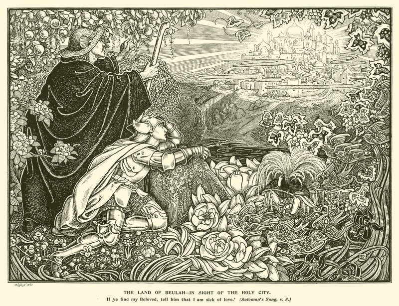Het land van Beulah, in zicht van de Heilige Stad (gravure) door George Woolliscroft Rhead