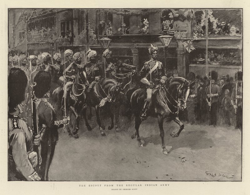 De escorte van het reguliere Indiase leger door Georges Bertin Scott