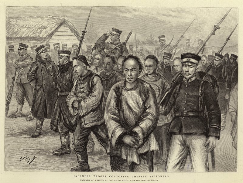 Japanse Troepen begeleiden Chinese Gevangenen door Georges Ferdinand Bigot