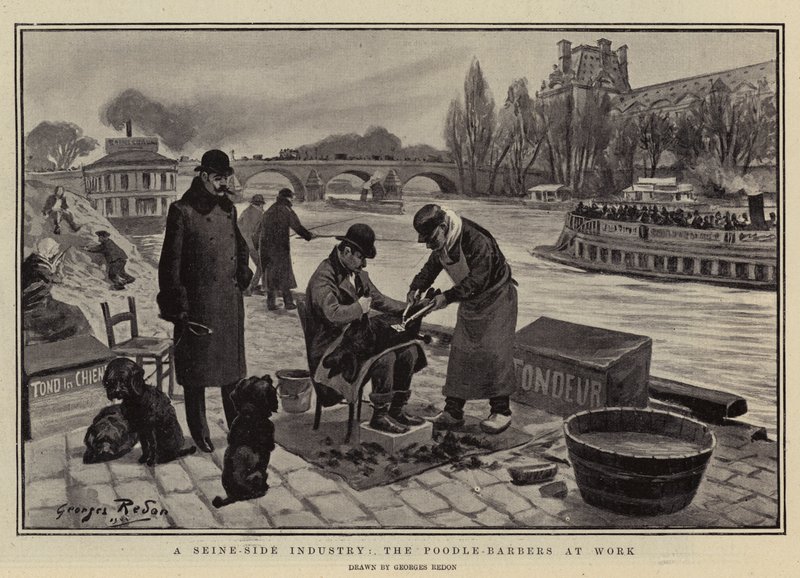 Een industrie aan de Seine, de poedelbarbiers aan het werk door Georges Redon