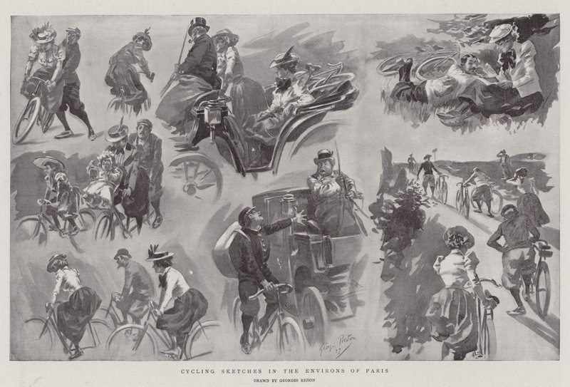Fietsschetsen in de omgeving van Parijs door Georges Redon