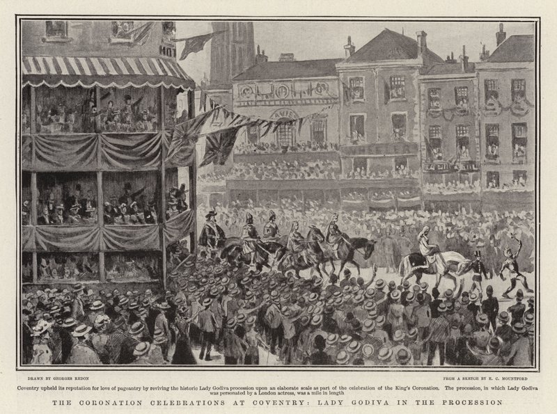 De kroningsvieringen in Coventry, Lady Godiva in de processie door Georges Redon