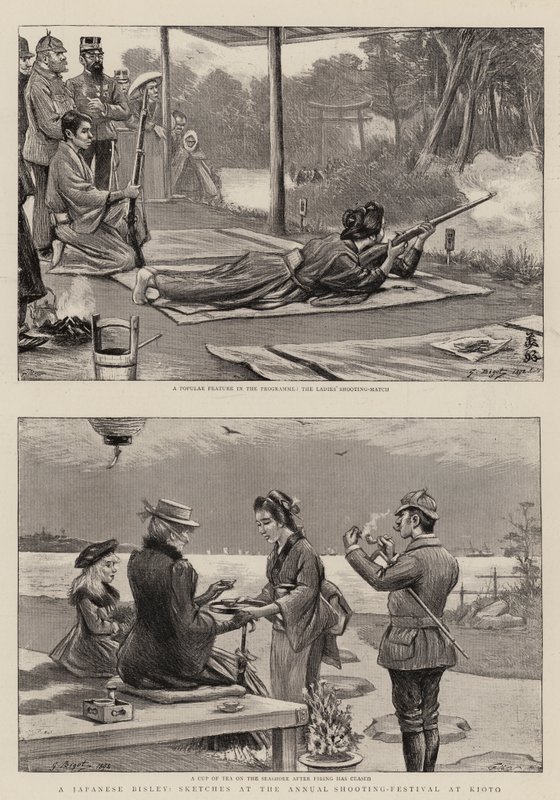 Een Japanse Bisley, schetsen bij het jaarlijkse schietfestival in Kioto door Georges Ferdinand Bigot