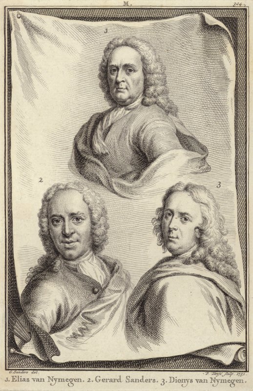 Portretten van Elias van Nijmegen, Gerard Sanders en Dionys van Nijmegen door Gerard Sanders