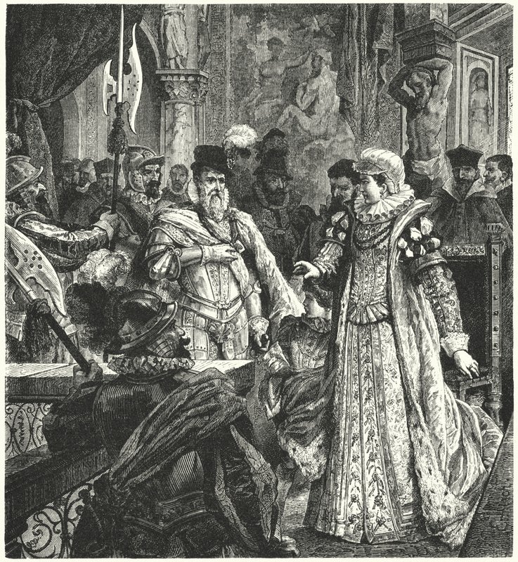 Aankomst van de hertog van Alva in Brussel om zijn functie als gouverneur van de Spaanse Nederlanden op te nemen, 1567 door German School