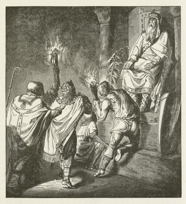 Otto bij het graf van Karel de Grote door German School