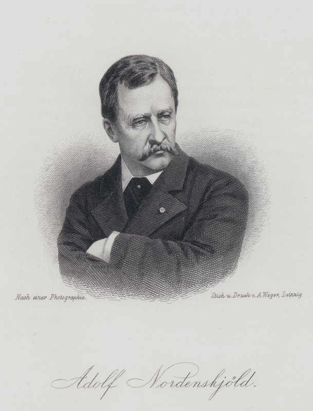 Adolf Erik Nordenskiold, Finse geoloog, mineralogist en poolonderzoeker (gravure) door German School