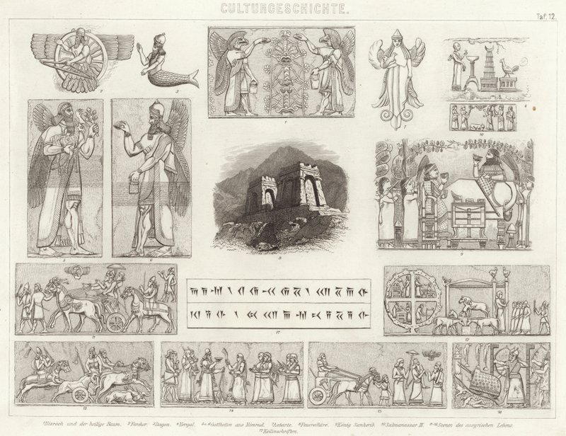 Oud Assyrië. Illustratie voor Bilder-Atlas door German School