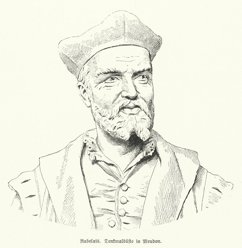 Buste van Franse auteur Francois Rabelais in Meudon, Frankrijk door German School