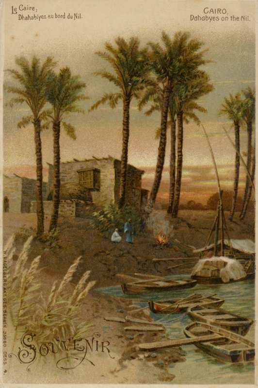 Caïro - Dahabeahs aan de Nijl (chromolitho) door German School
