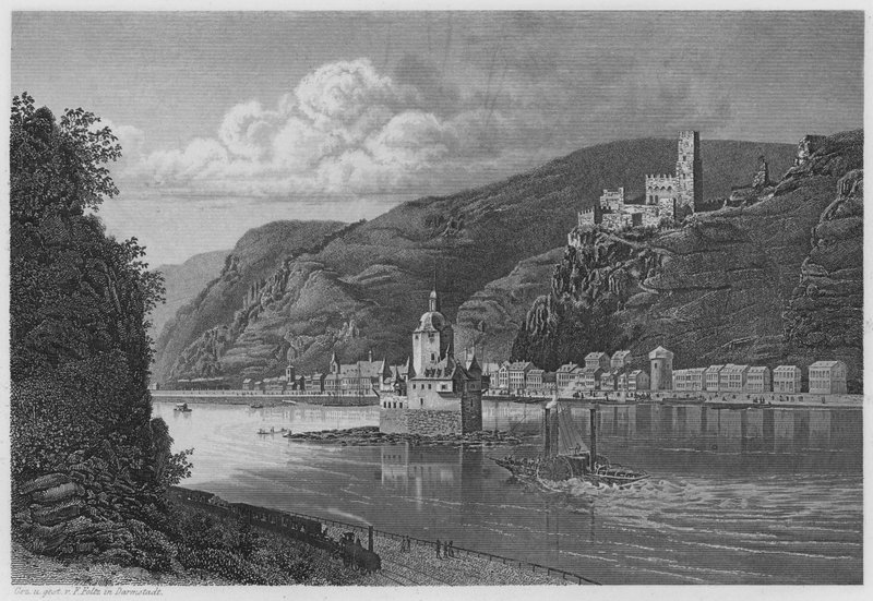 Caub Und Die Pfalz (gravure) door German School
