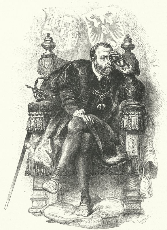 Karel V, Heilige Roomse Keizer (gravure) door German School