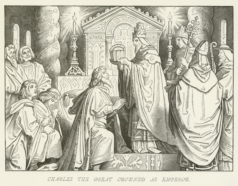 Karel de Grote gekroond als Keizer door German School