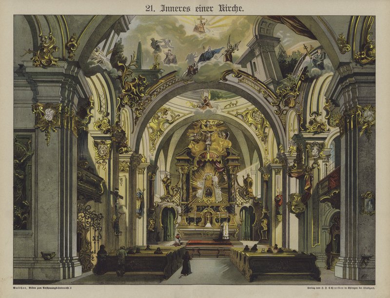 Kerkinterieur door German School