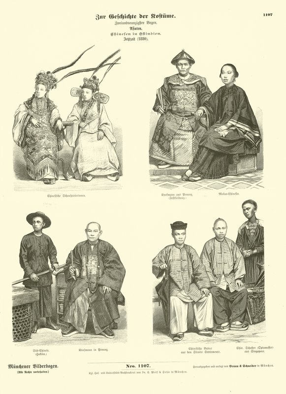 Kostuum van Chinese mensen van de Oost-Indië, 1880 door German School