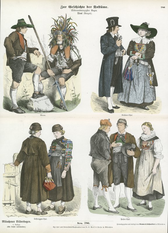 Kostuums van de Tirol, 19e eeuw door German School