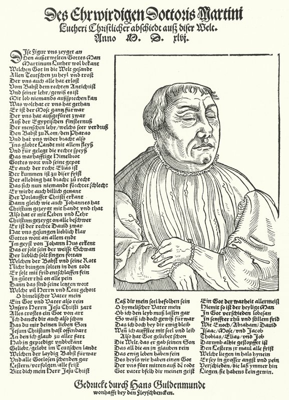 Dood van de Duitse protestantse hervormer Maarten Luther (gravure) door German School