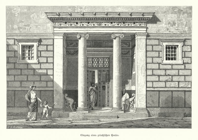 Ingang van een Oud-Grieks huis door German School