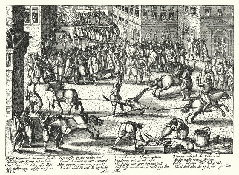 Executie van Francois Ravaillac, moordenaar van Hendrik IV van Frankrijk door German School