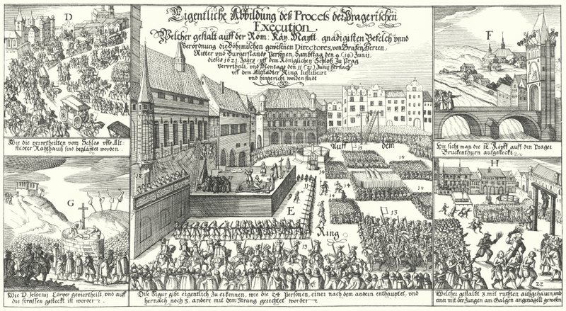 Executie van leden van de Protestantse Boheemse Opstand op het Oude Stadsplein, Praag door German School