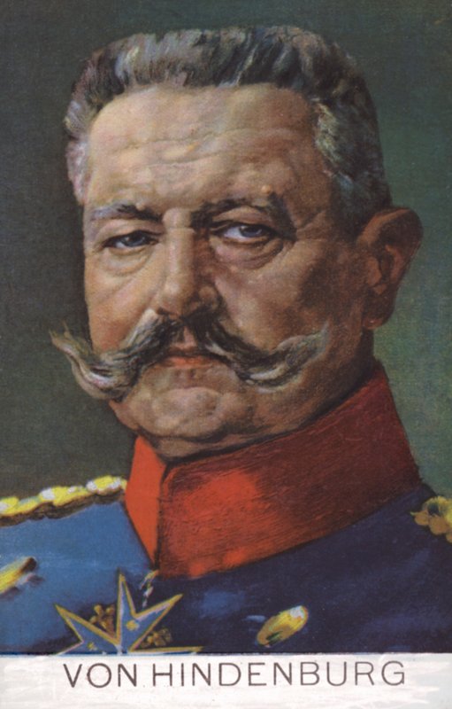Veldmaarschalk Paul von Hindenburg, bevelhebber van het Duitse leger in de Eerste Wereldoorlog (kleurenlitho) door German School