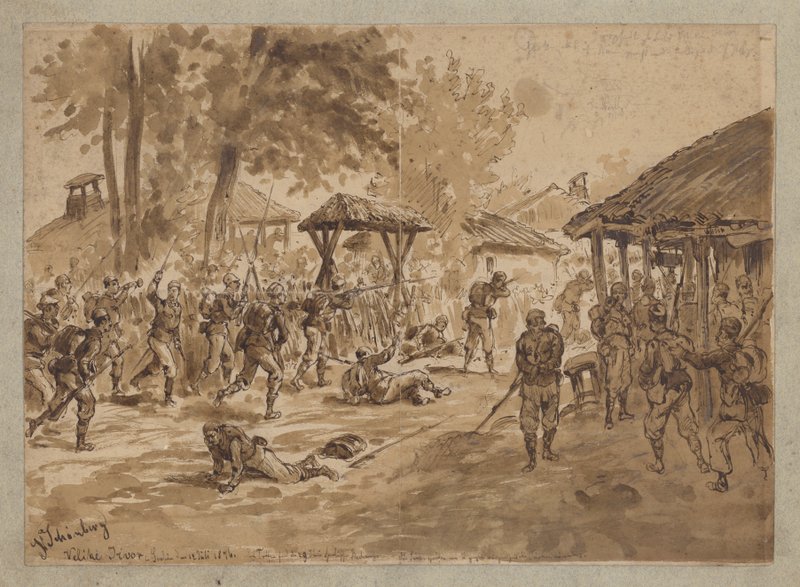 Gevechten bij de rivier Tivok, Servië, Servisch-Ottomaanse oorlog door German School
