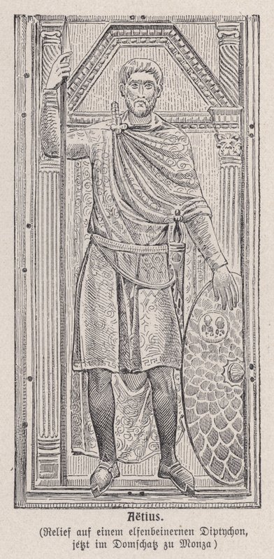 Flavius Aetius, Romeinse generaal (gravure) door German School