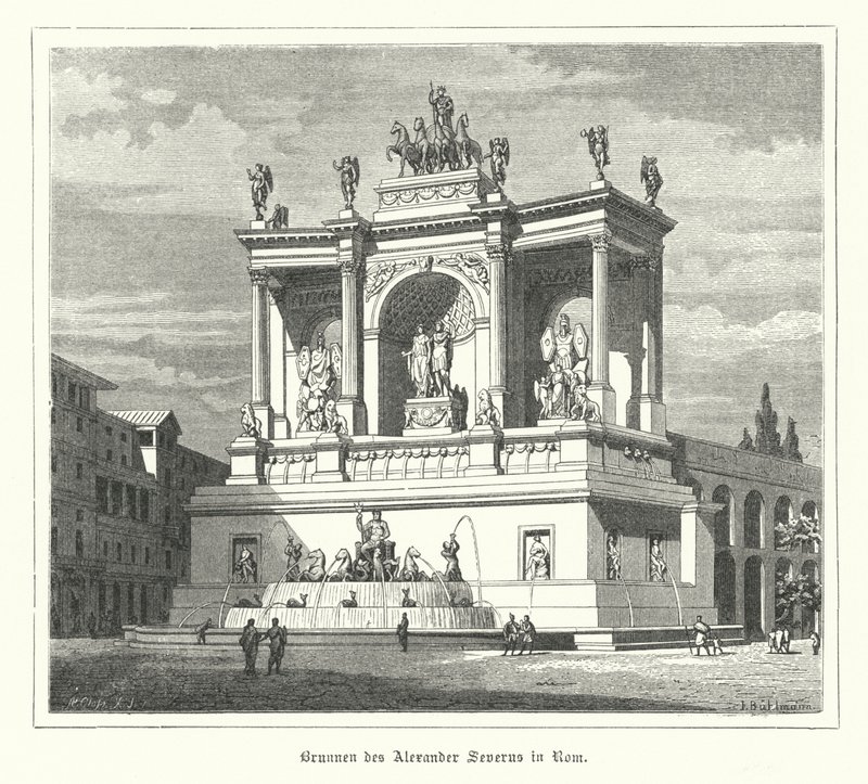 Fontein van Alexander Severus, oud Rome door German School