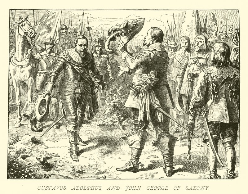 Gustaaf Adolf en Johan George van Saksen door German School