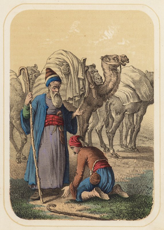 Harun al Rashid en Abdallah in een scène uit Duizend-en-een-nacht door German School