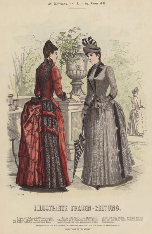Illustratie voor Illustrirte Frauen-Zeitung (kleur litho) door German School