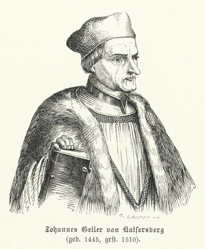 Johann Geiler von Kaisersberg, Zwitserse priester en theoloog (gravure) door German School