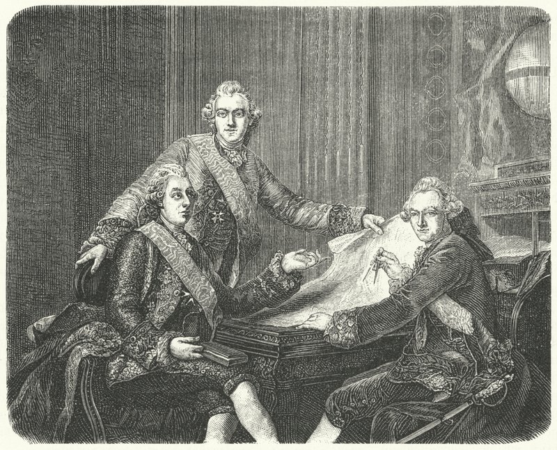 Koning Gustav III van Zweden in overleg met zijn broers Charles en Frederick Adolf door German School