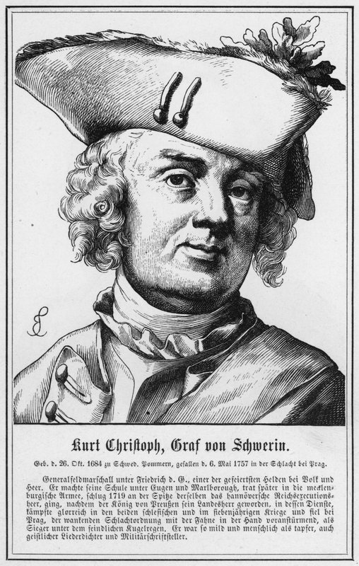 Kurt Christoph, Graaf van Schwerin (gravure) door German School