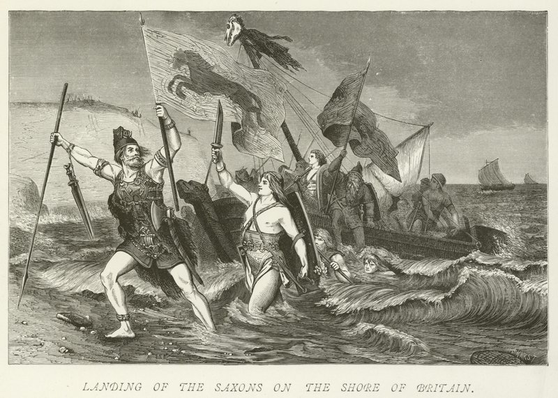 Landing van de Saksen aan de kust van Brittannië door German School