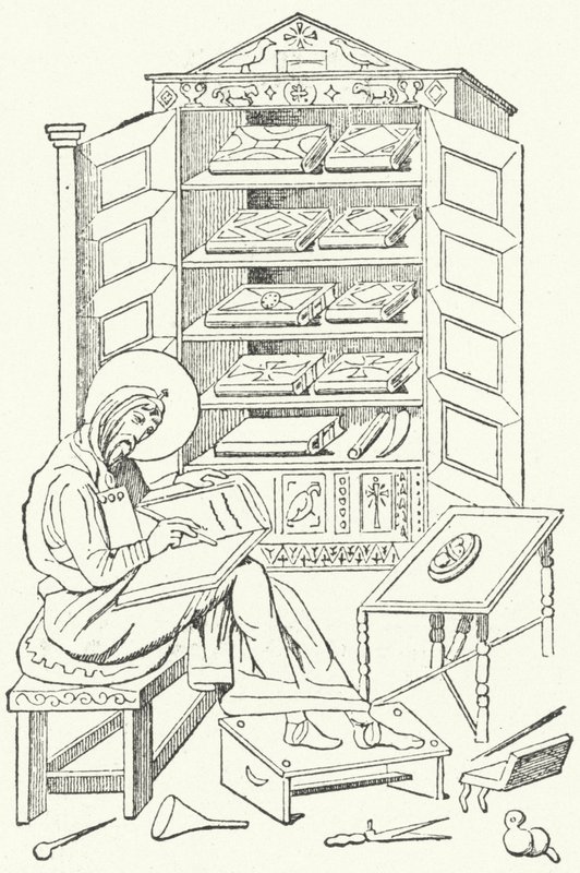 Bibliotheek van een burger van het Oost-Romeinse Rijk (gravure) door German School