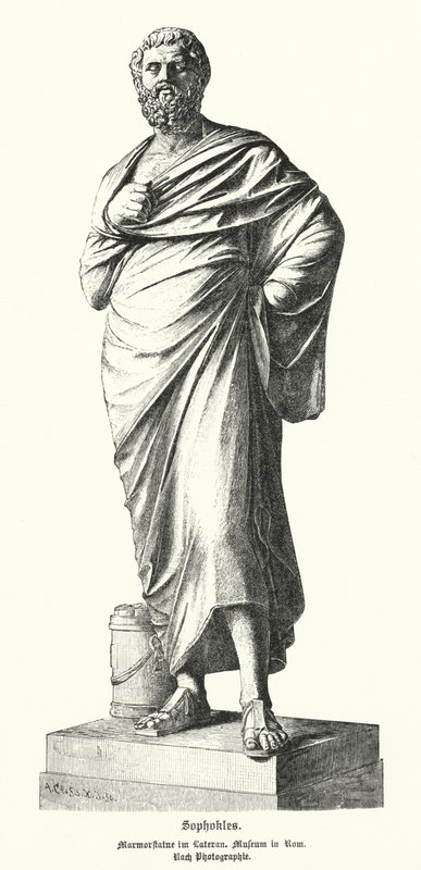 Marmeren standbeeld van Sophocles, Oud-Griekse toneelschrijver door German School