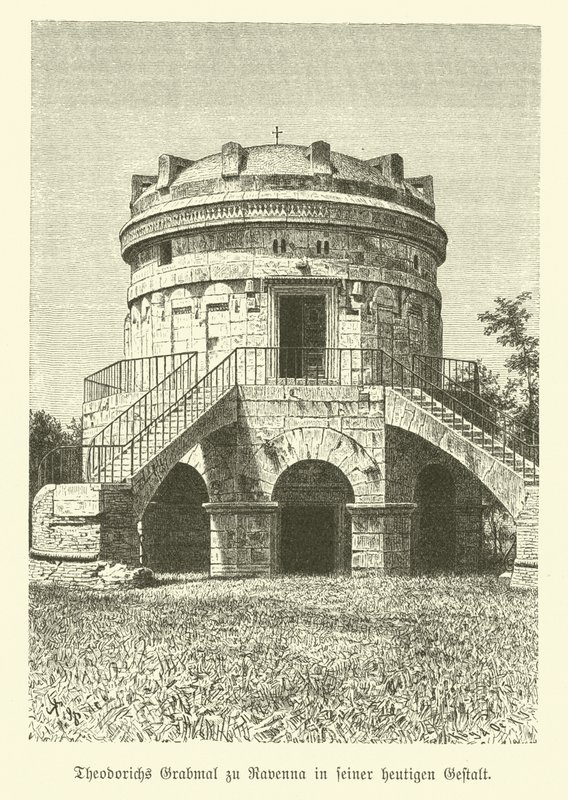 Mausoleum van Theoderik de Grote, Koning van de Ostrogoten, Ravenna, Italië door German School