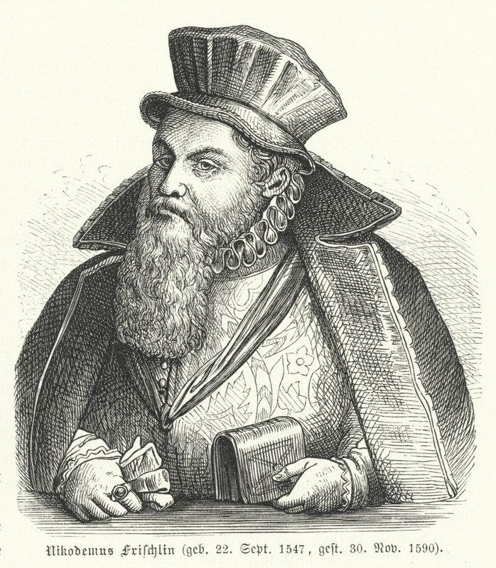 Philipp Nicodemus Frischlin, Duitse dichter en toneelschrijver (gravure) door German School