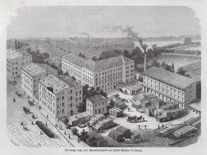 Pianofabriek van Julius Bluethner, Leipzig, Duitsland door German School