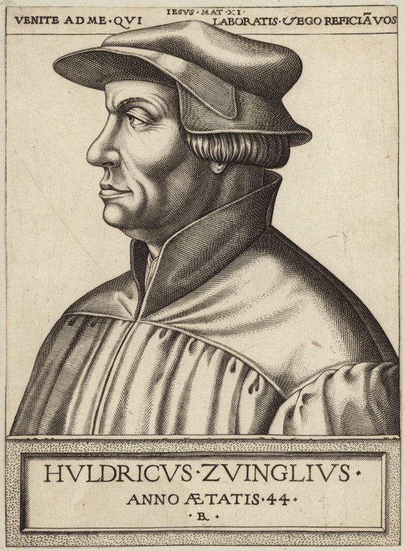 Portret van Huldrych Zwingli door German School