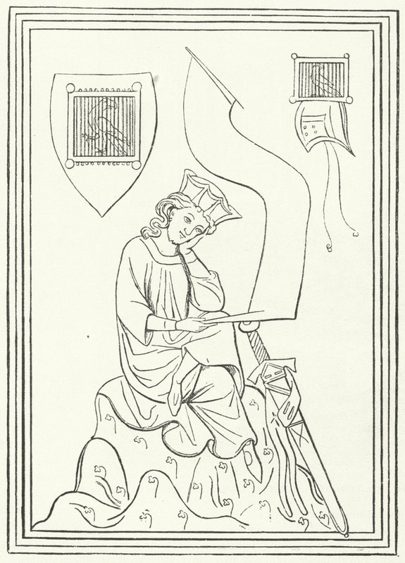 Portret van de Middelhoogduitse lyrische dichter Walther von der Vogelweide uit de Codex Manesse door German School