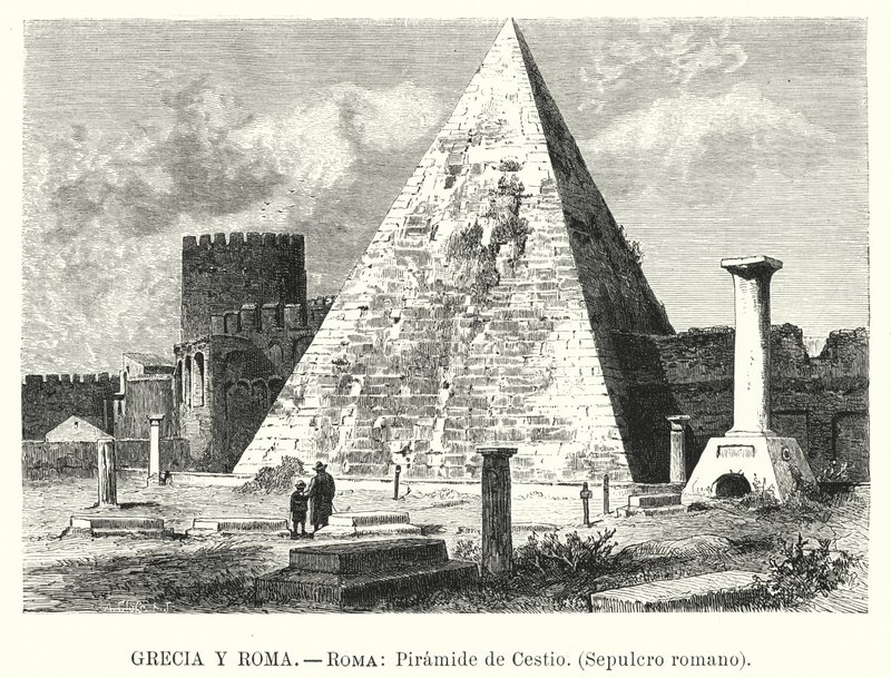 Piramide van Cestius, graf van Gaius Cestius, Rome door German School