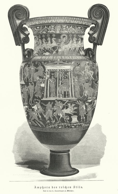 Rijkelijk versierde Griekse amphora door German School