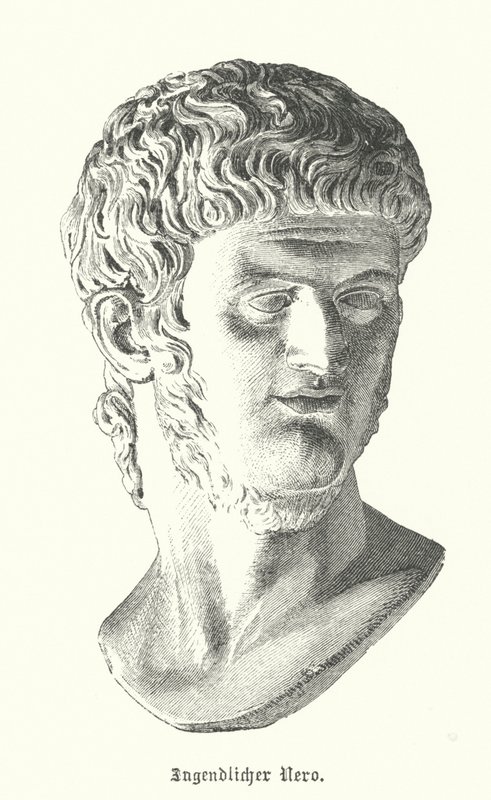 Romeinse keizer Nero in zijn jeugd (gravure) door German School