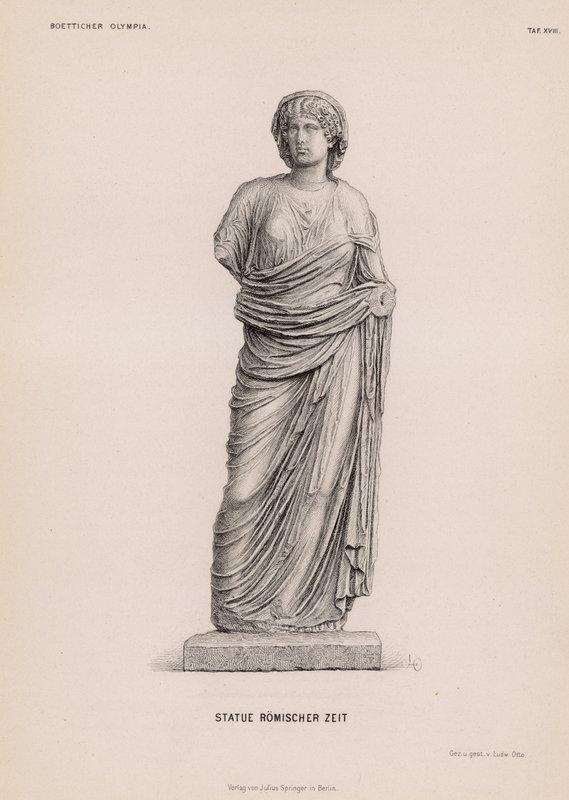 Standbeeld uit de Romeinse periode van Olympia, Griekenland door German School