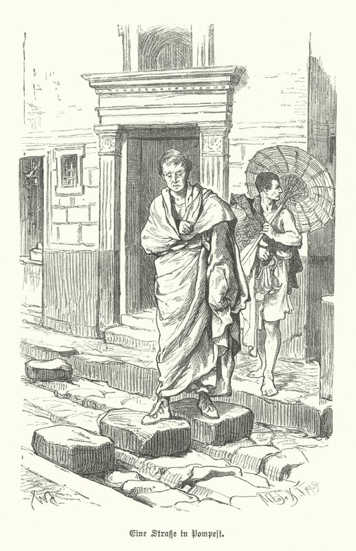 Straat in de oude Romeinse stad Pompeii door German School